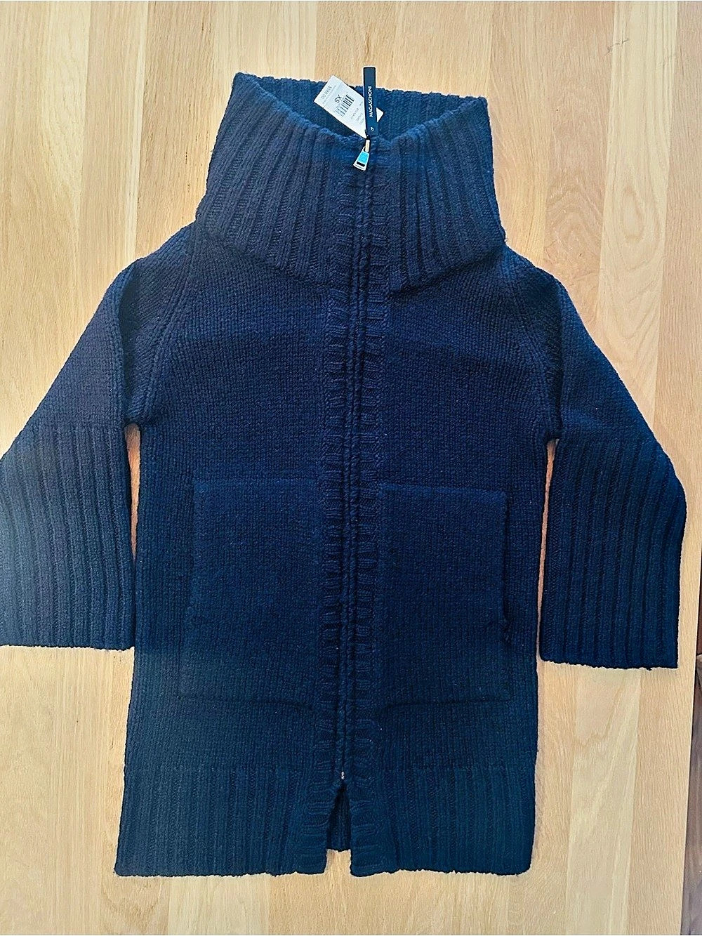 NWT MAGASCHONI Navy Funnel Turtleneck Zip Cardigan Sweater Size XS